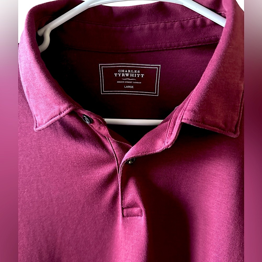 Charles Tyrwhitt Jermyn Street London Men's Polo Burgandy Size Large EUC!